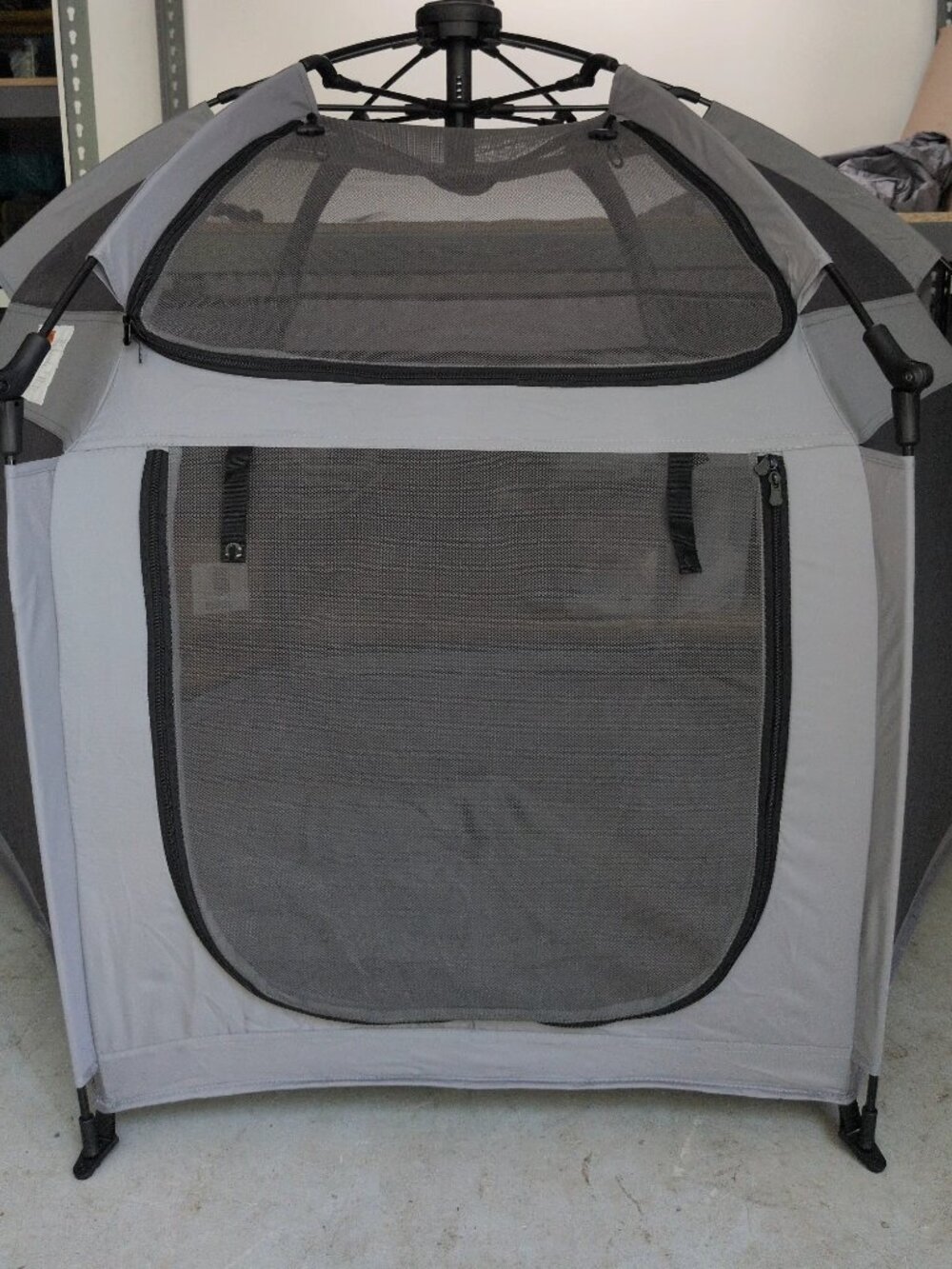 Pop Up Baby Playpen with Canopy and Floor Pad, 52 inch Hexagon Play Yard, Grey